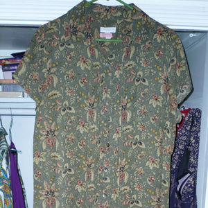 Charter Club 14W full dress olive floral lined